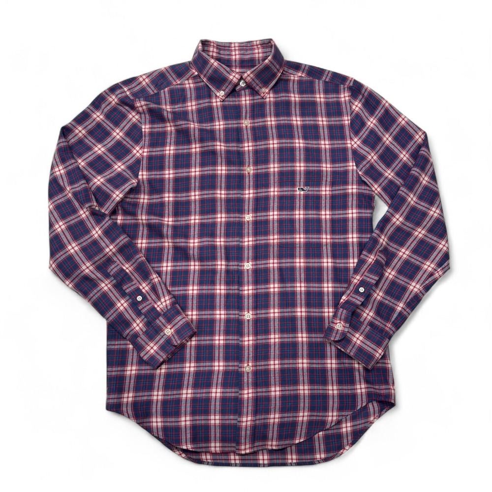 Vineyard Vines Performance Button Down Tucker Shirt Men Small Classic Blue Plaid